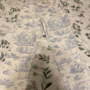 Lauren Ashley x Urban Outfitters White Pants with Blue Print Size 28